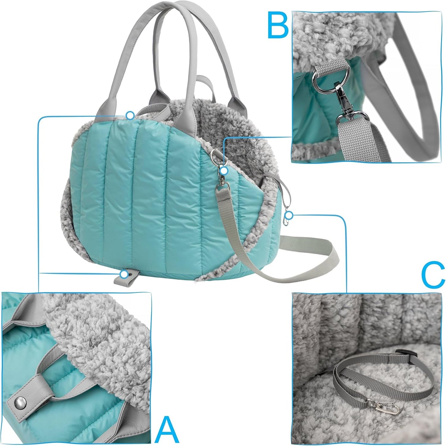 Sea Shell Hundetasche, Grösse 2: 47x29x32 cm Türkis