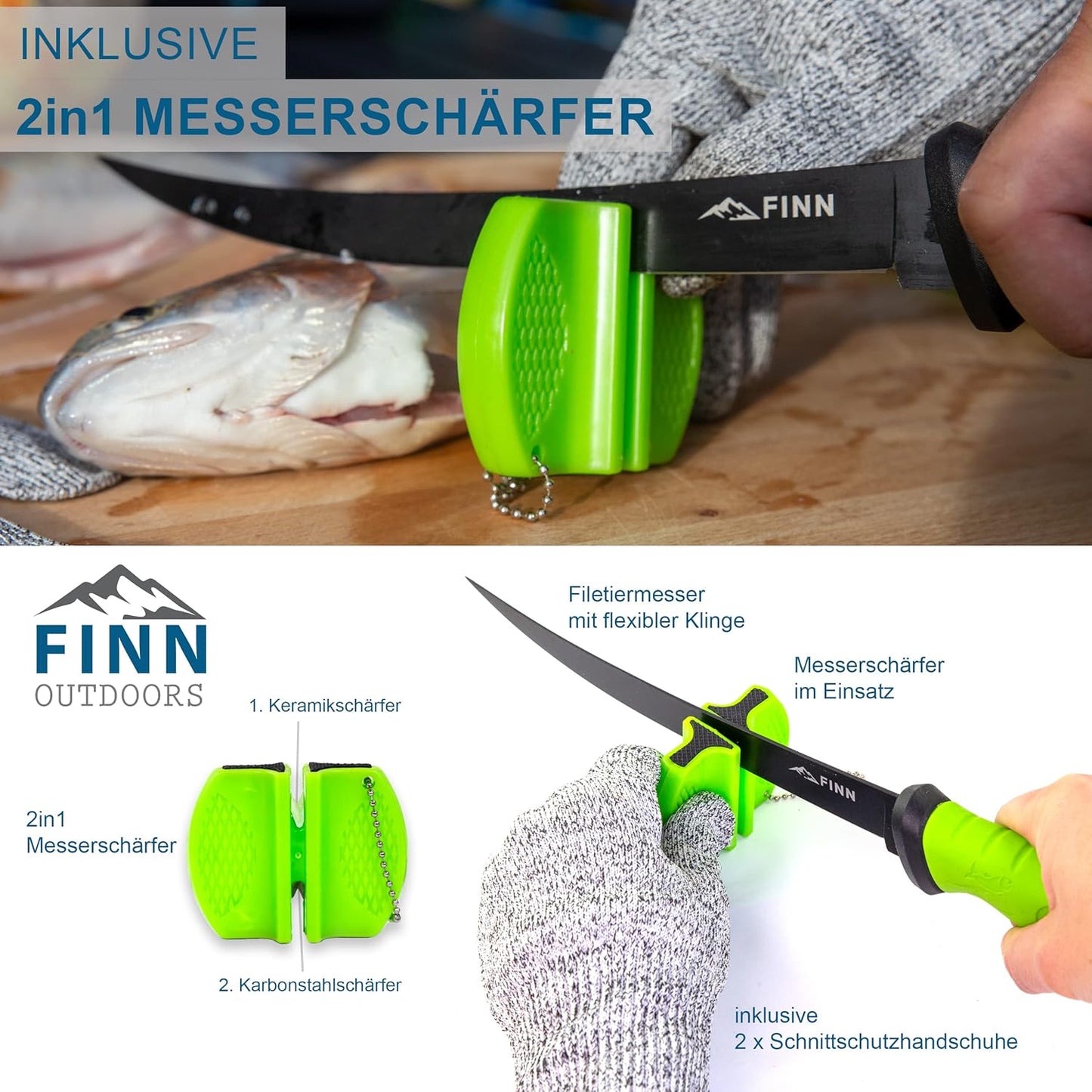 Filetiermesser-Set, grün