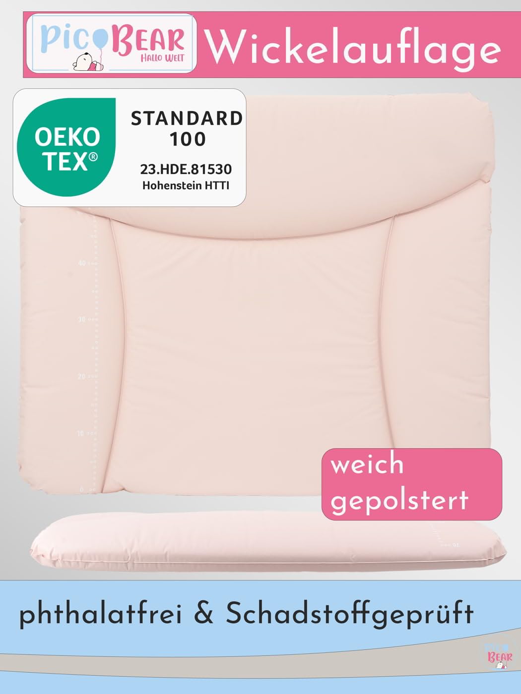 Wickelauflage, 85x72 cm (1er Pack) Altrosa