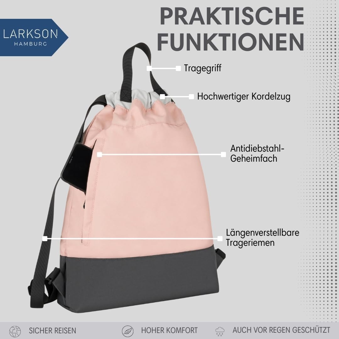 Turnbeutel No 7 mit Aussentasche, Rosa Grau