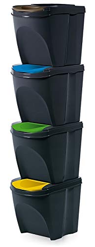 4-teiliges Mülltrennsystem Sortibox, 4 x 25L Anthrazit