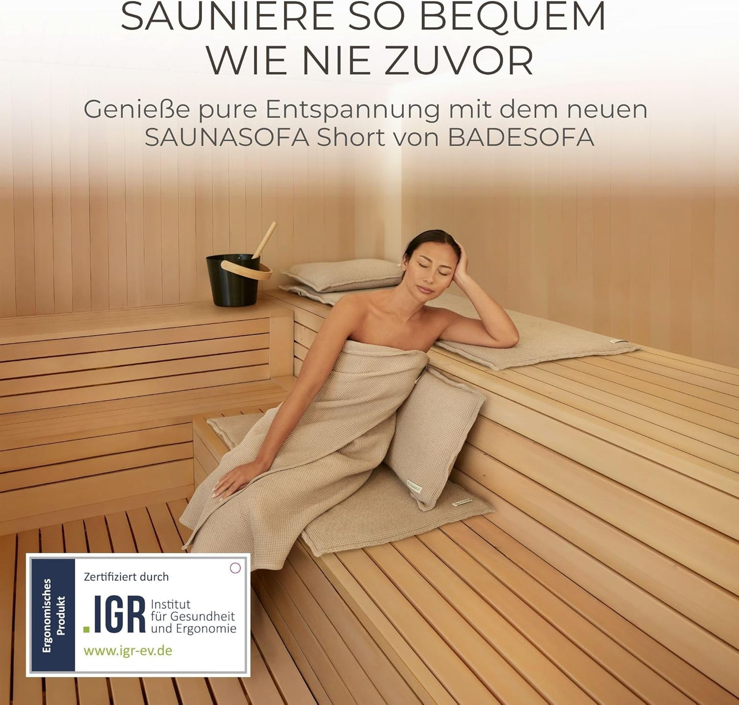 Sauna-Auflage-Set, Short Taupe