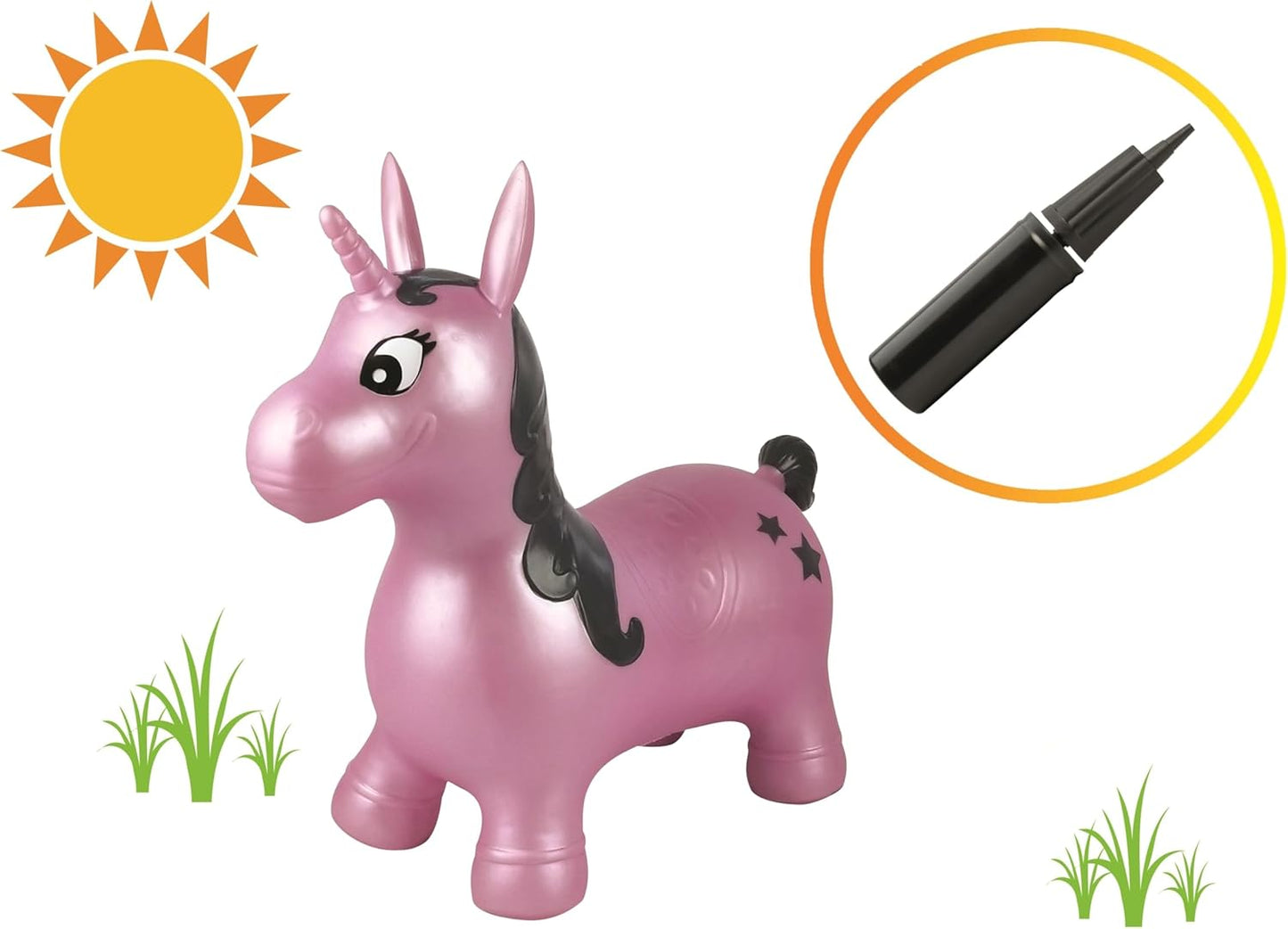 Aufblasbares Hüpf-Einhorn mit Pumpe, Einhorn _A