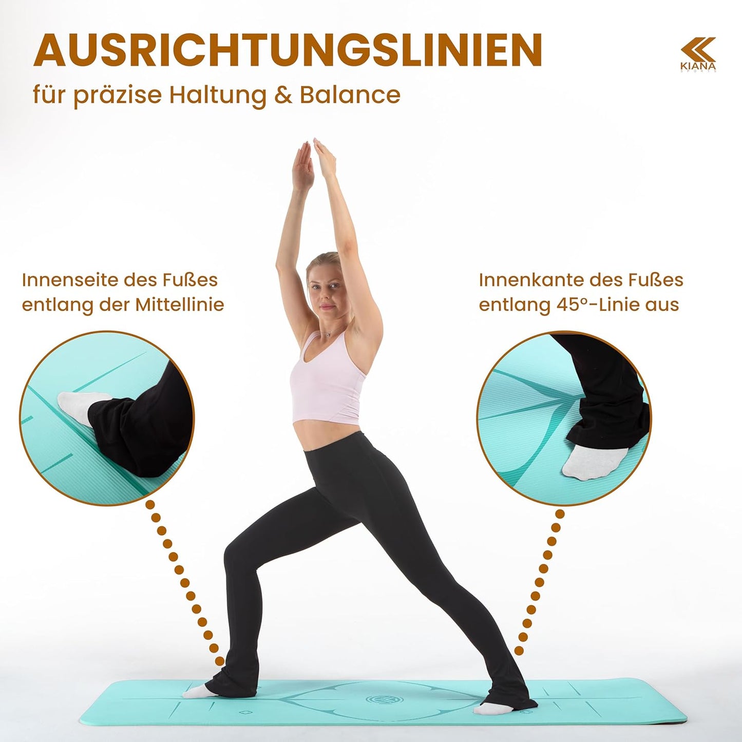 Rutschfeste Yogamatte, gelenkschonend (1,0 cm), Dünn (1,0 cm) Türkis