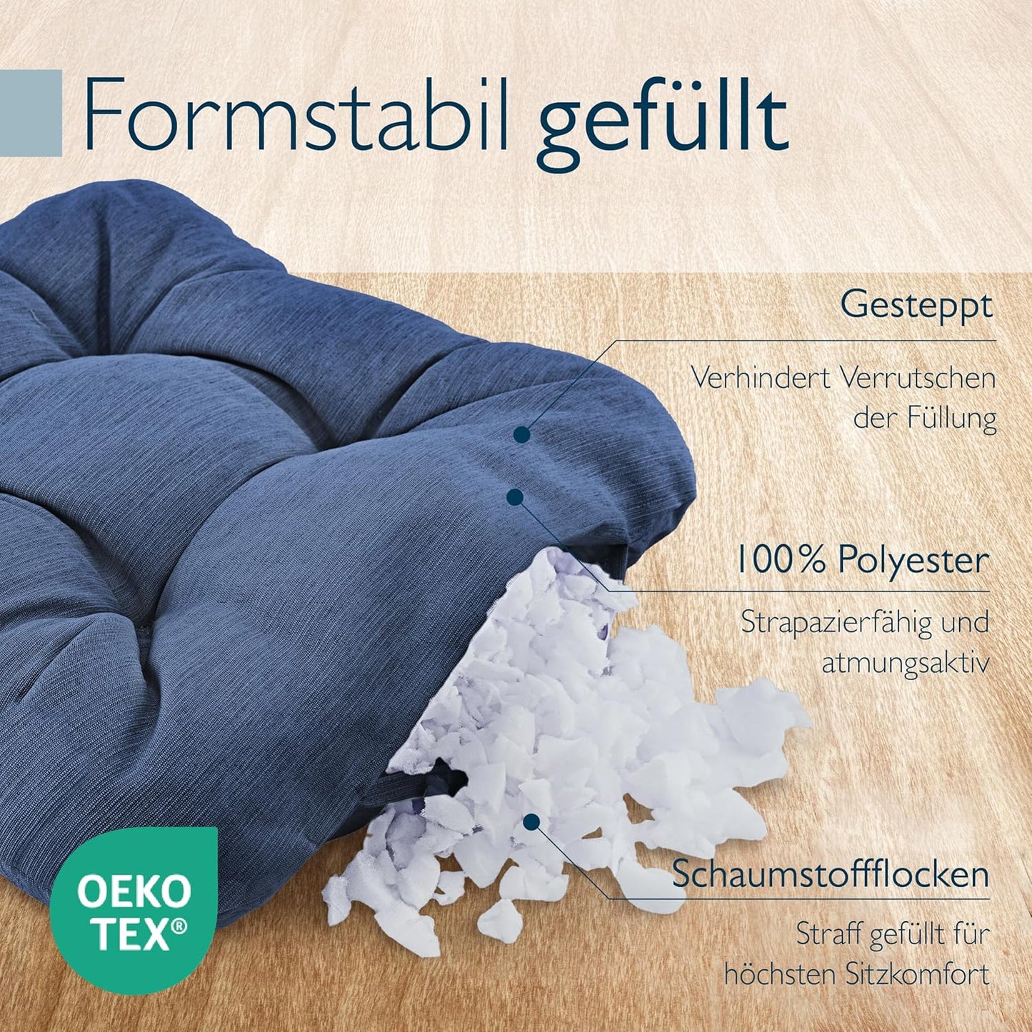 4-teiliges Sitzkissen-Set HighLux SK, 4er Set Dunkelblau