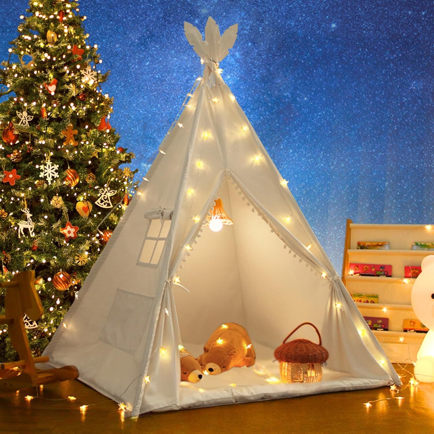 Tipi Zelt mit Kuschelmatte, Reinweiss