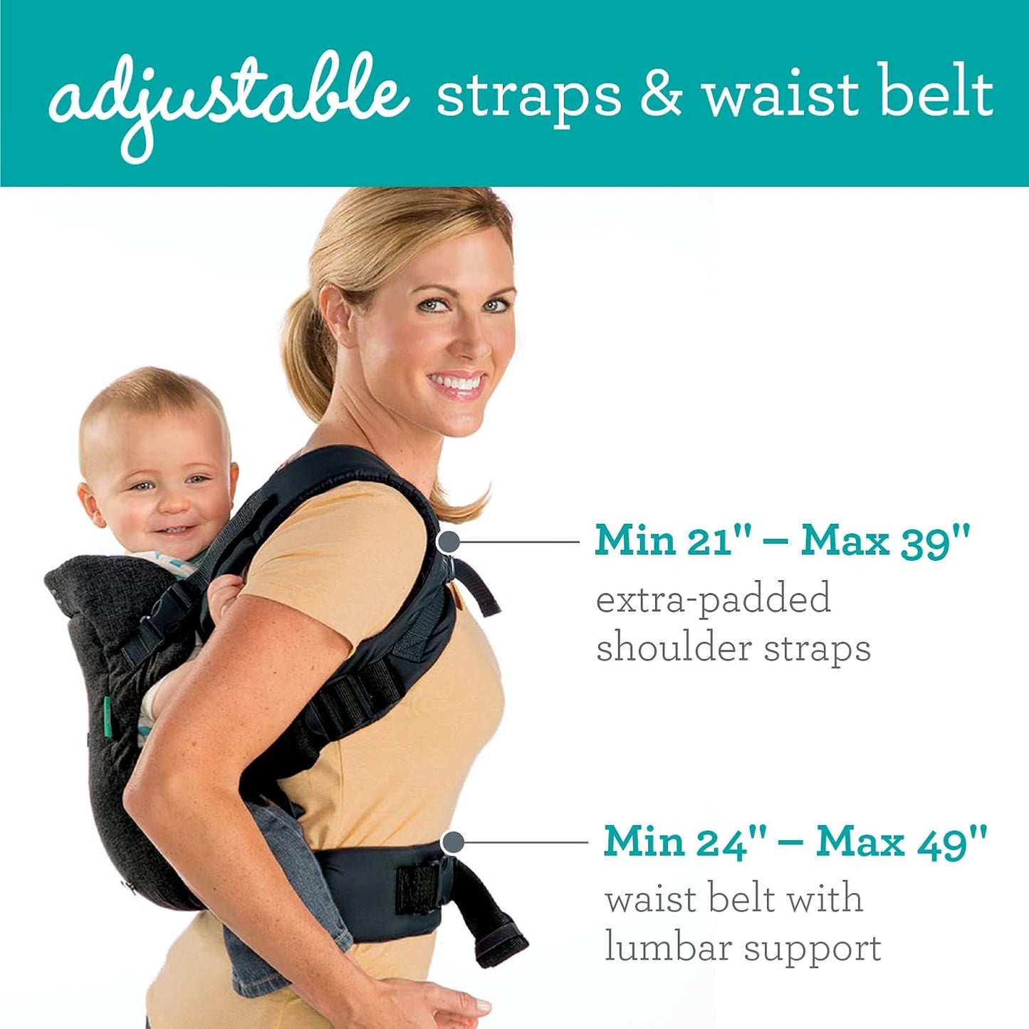 Ergonomische 4-in-1 Babytrage umwandelbar, Black Denim