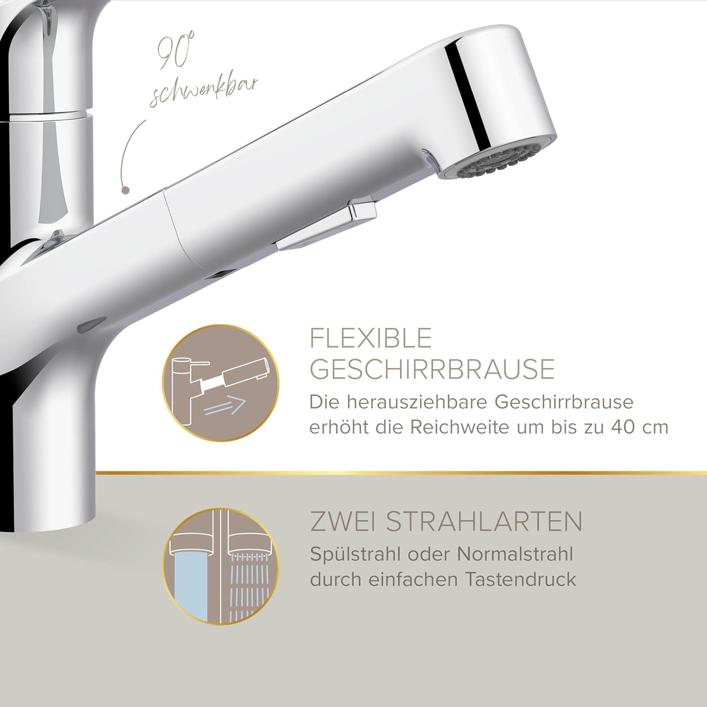 Küchenarmatur mit Handbrause, Chrom