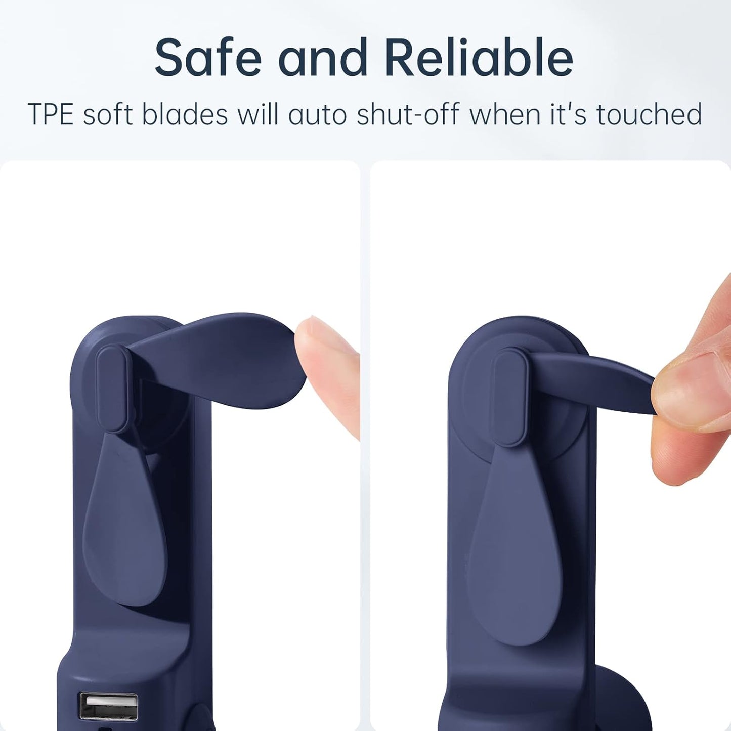 Mini-USB-Handventilator mit Licht, Blau