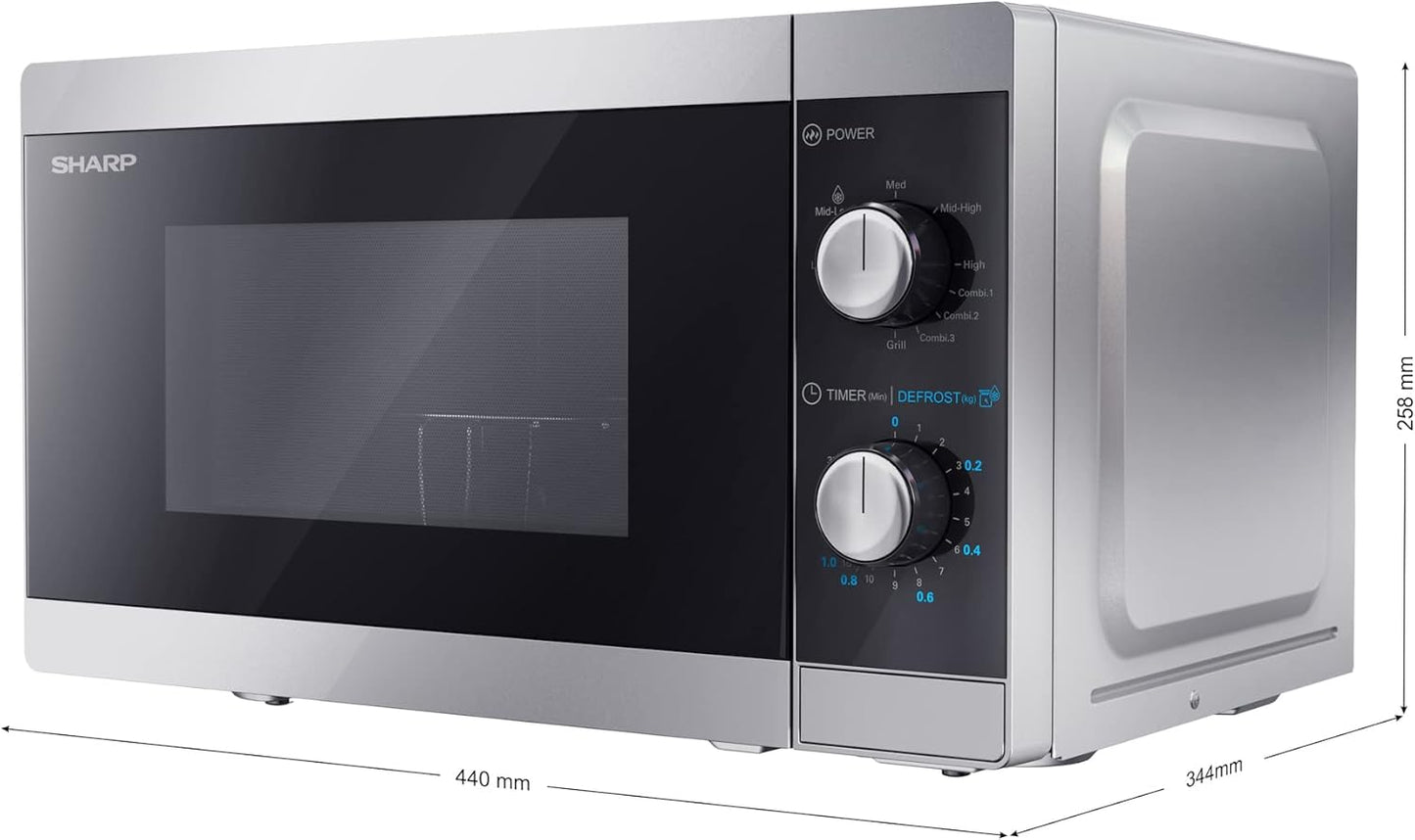 Mikrowelle mit Grillfunktion, Silber 20 Liter, 800W Grill, Manuell