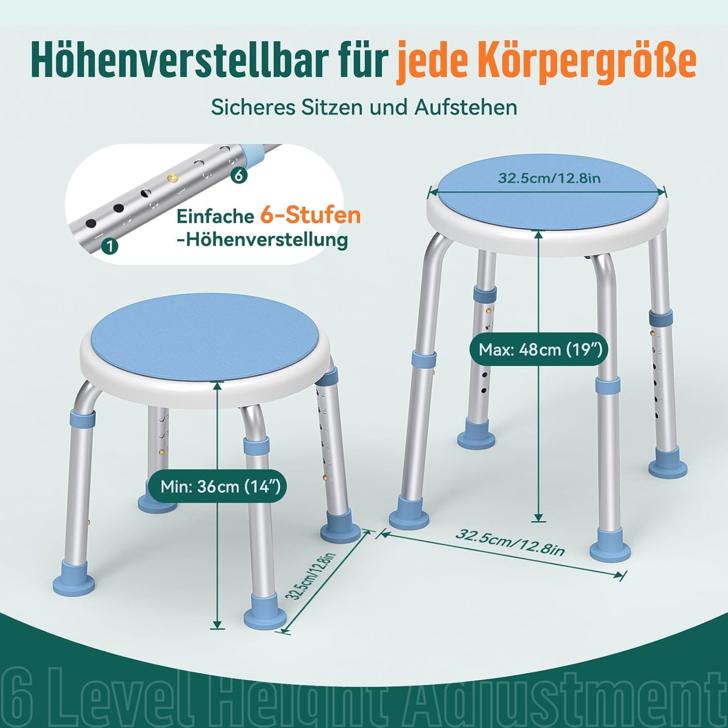 Drehbarer Duschhocker, LC01-Blau