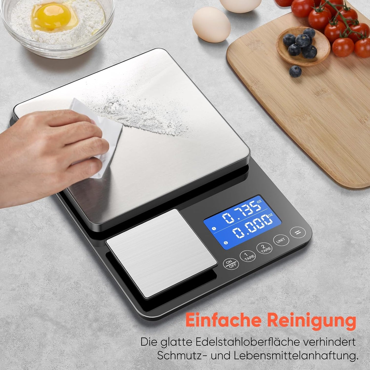 Digitale Küchenwaage mit Feinwaage, Schwarz-2