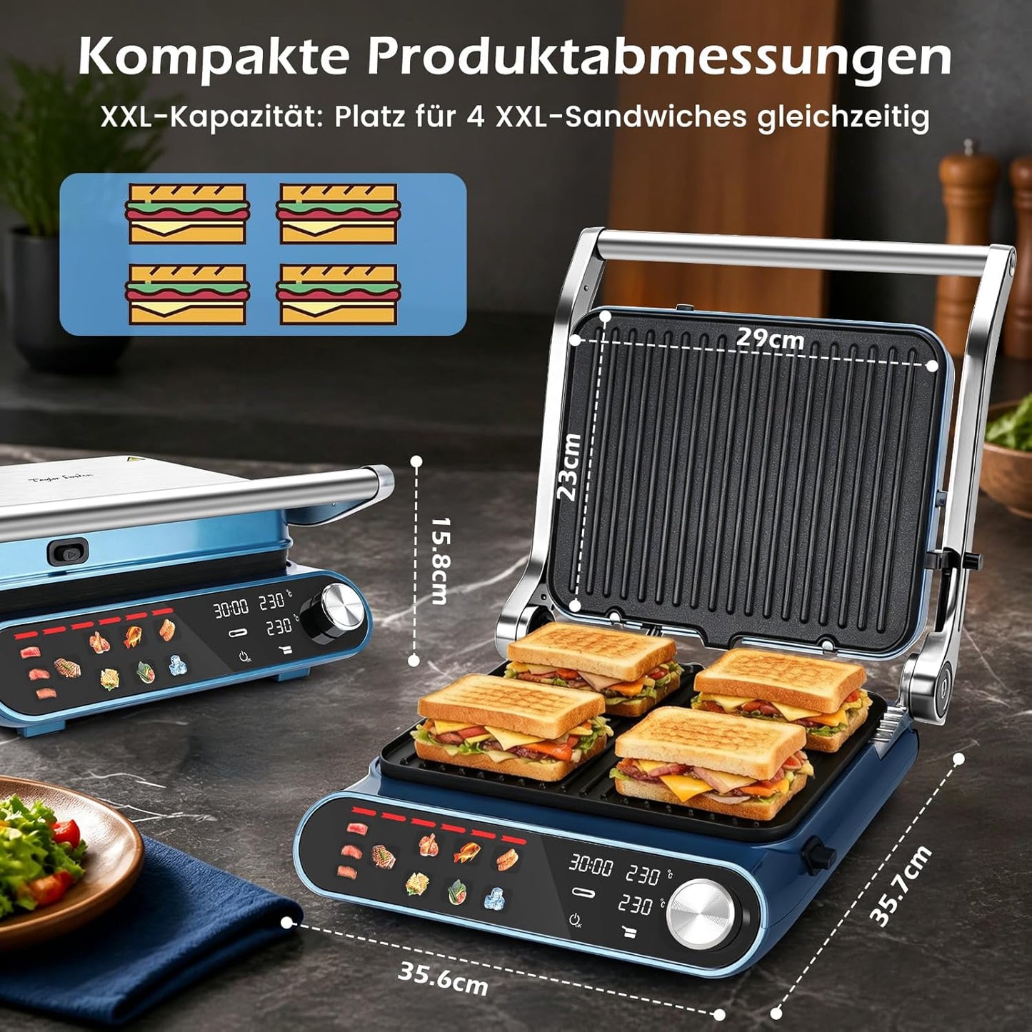 XXL-Kontaktgrill, Smart | Mit Farbdisplay & Temperatursonde