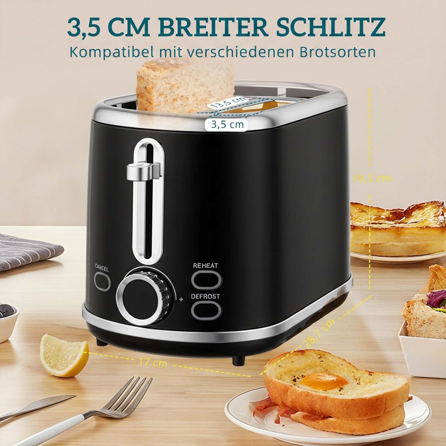 Wasserkocher-Toaster-Set, Schwarz