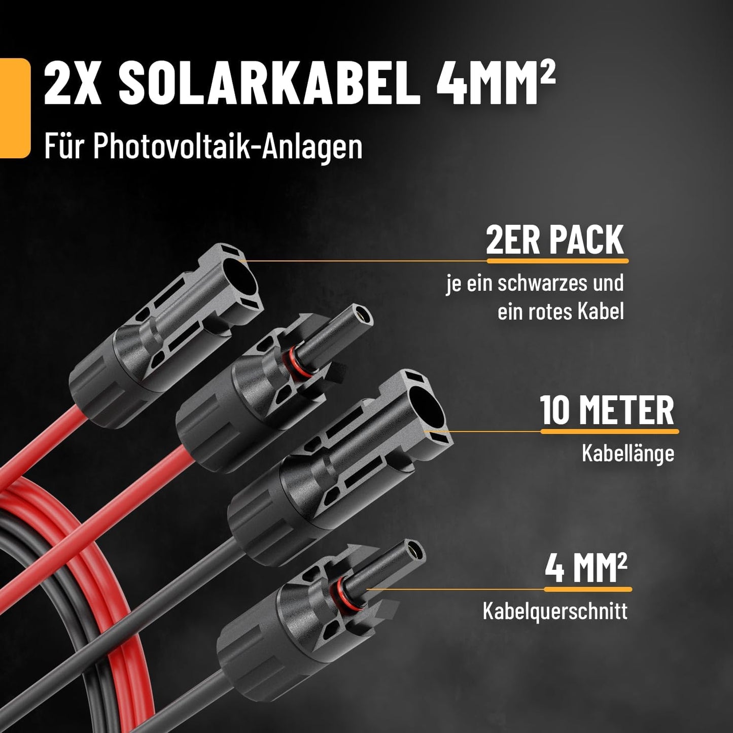 Solarkabel Set, 2 Kabel 10 Meter