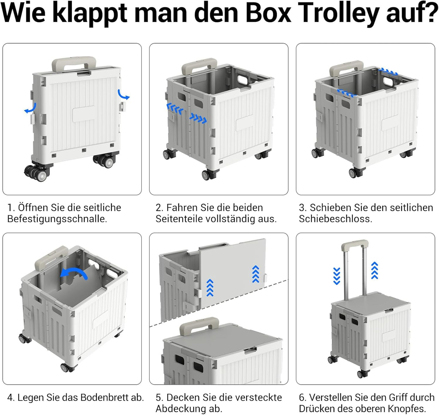 Klappbarer Einkaufstrolley, Grau