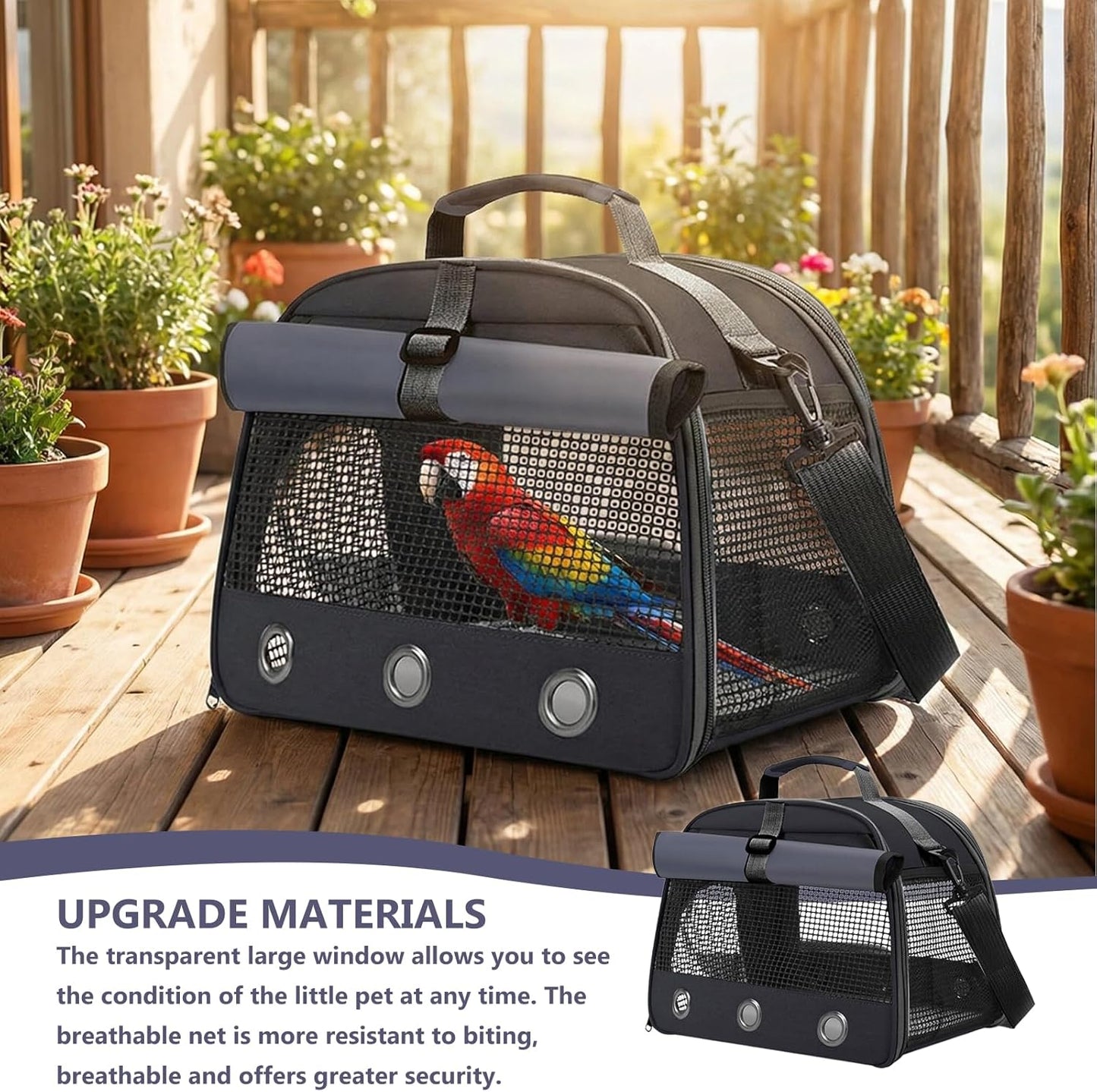 Faltbare Transportbox für Kleintiere und Vögel, Schwarz