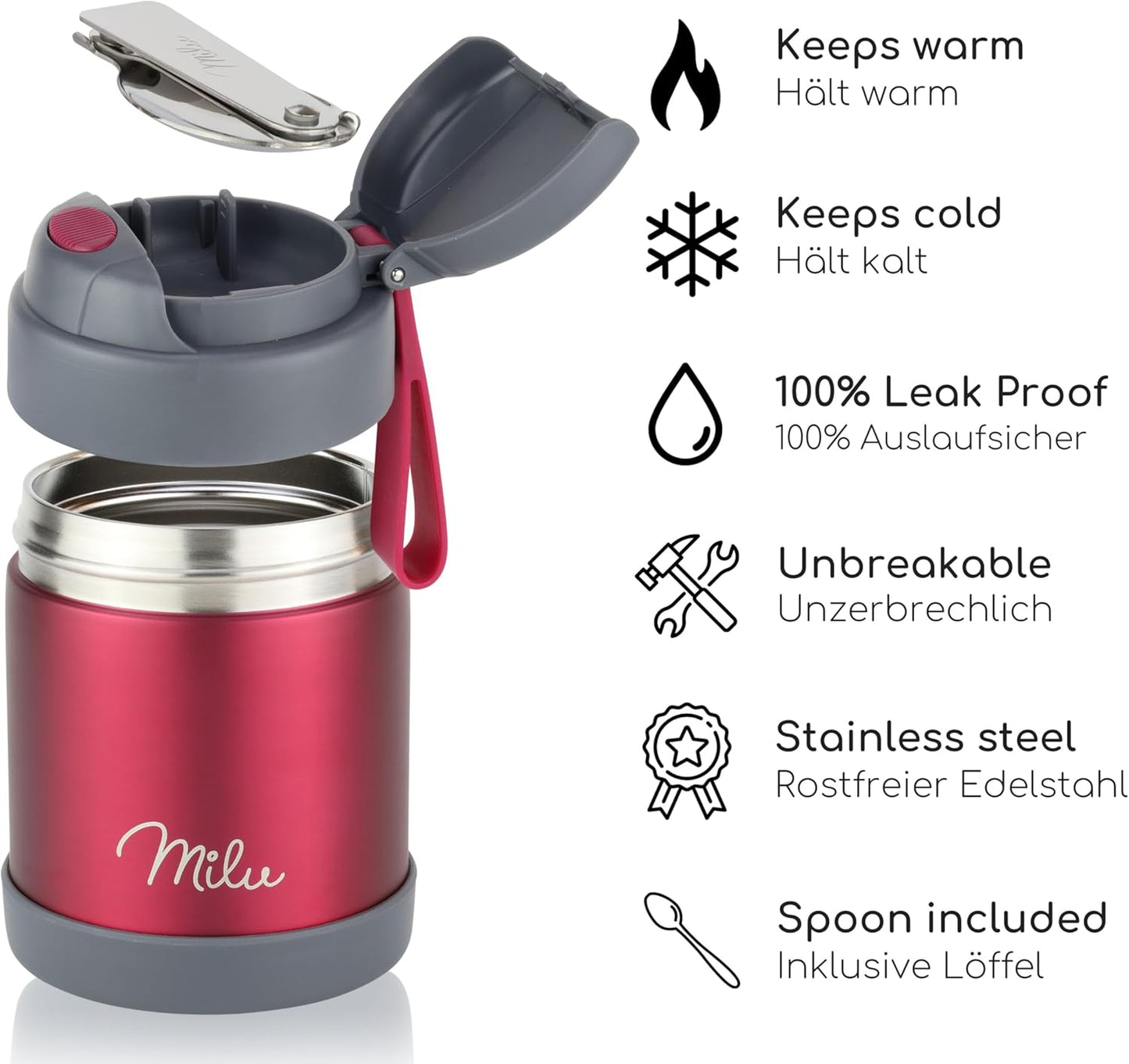 Thermobehälter mit Löffel, Berry 300 ml
