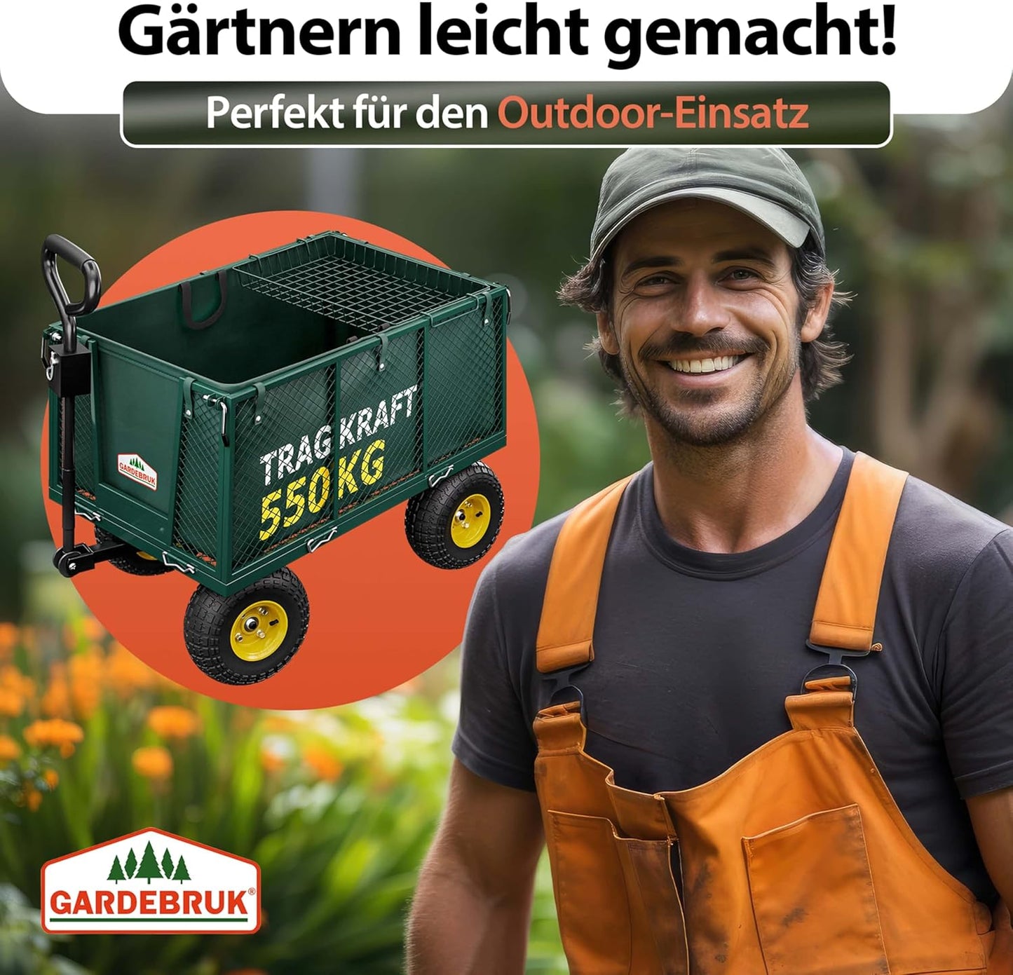 Klappbarer Bollerwagen mit 550kg Tragkraft
