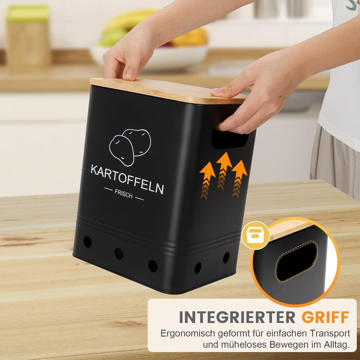 Gemüse Aufbewahrungsboxen-Set (3 Stück), Schwarz
