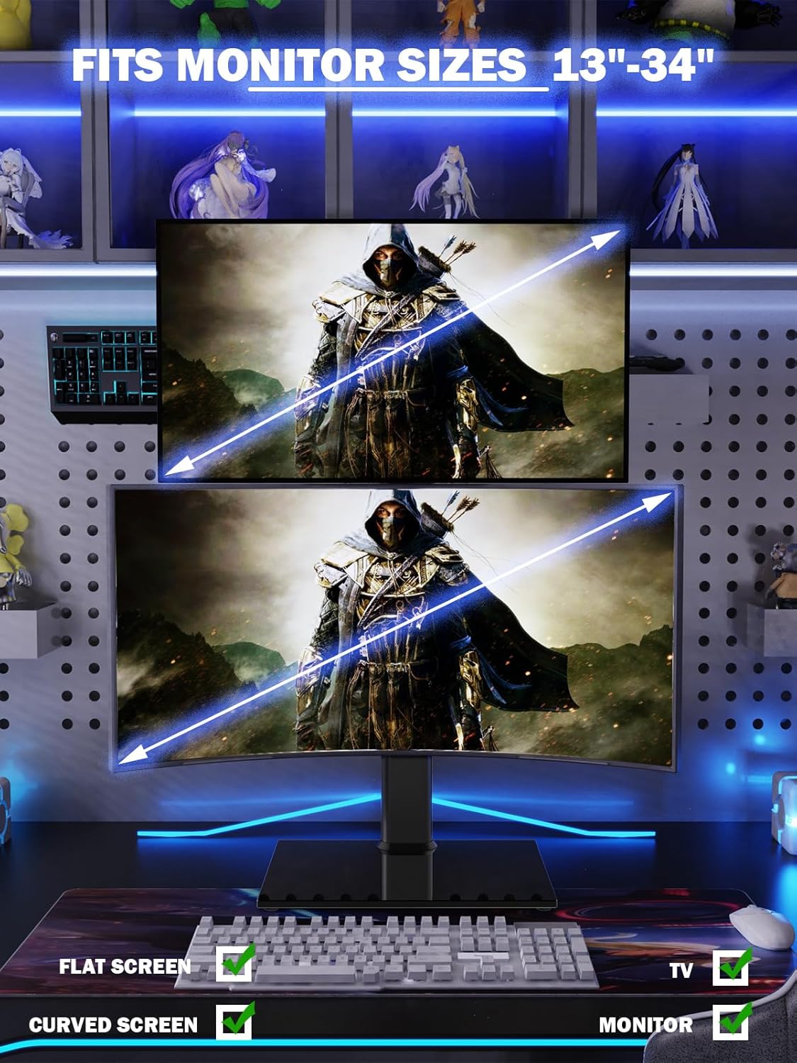 Vertikaler Dual Monitor Ständer für 13-34 Zoll Bildschirme, Schwarz