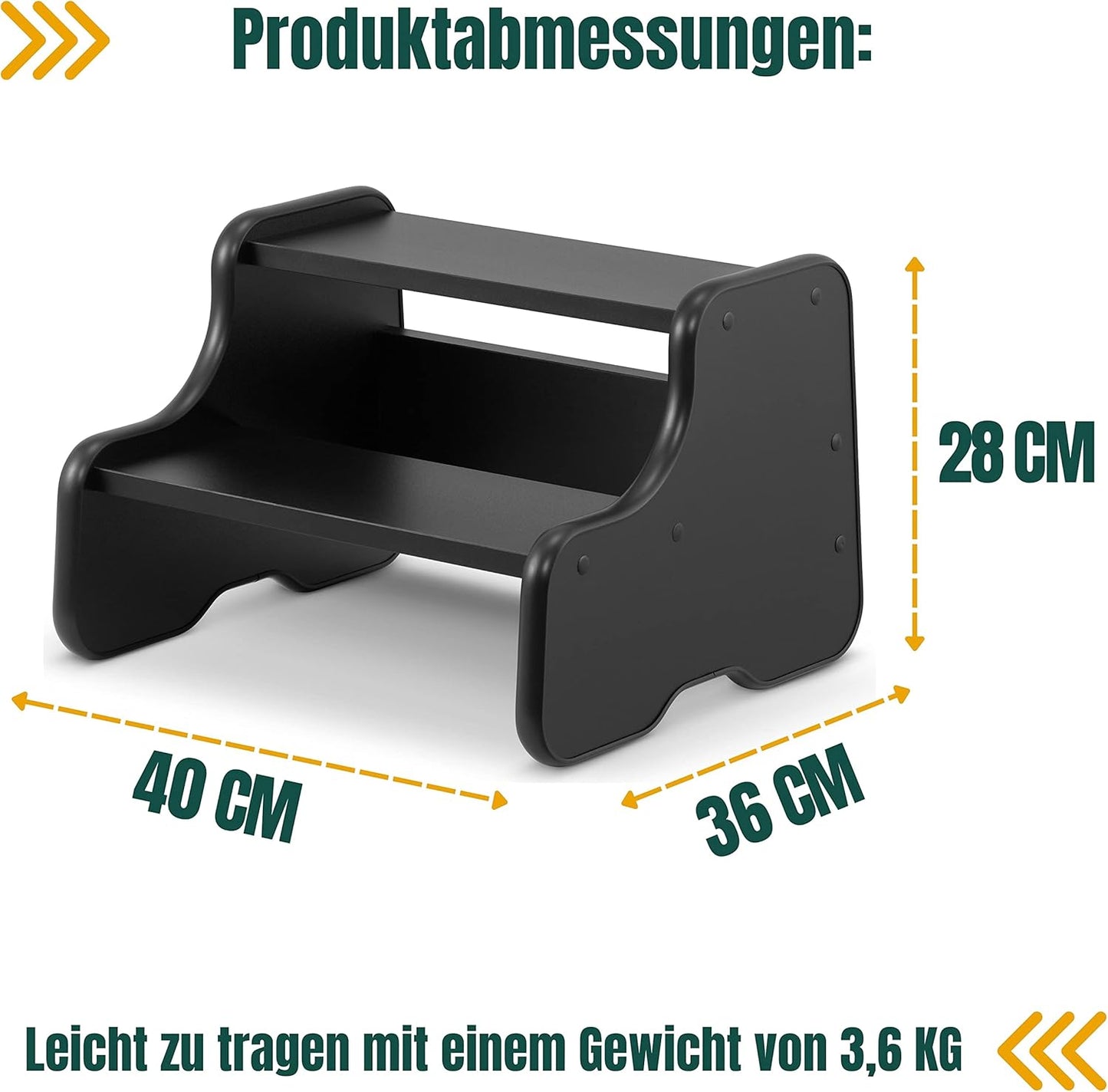 Holzhocker für Kinder, Schwarz