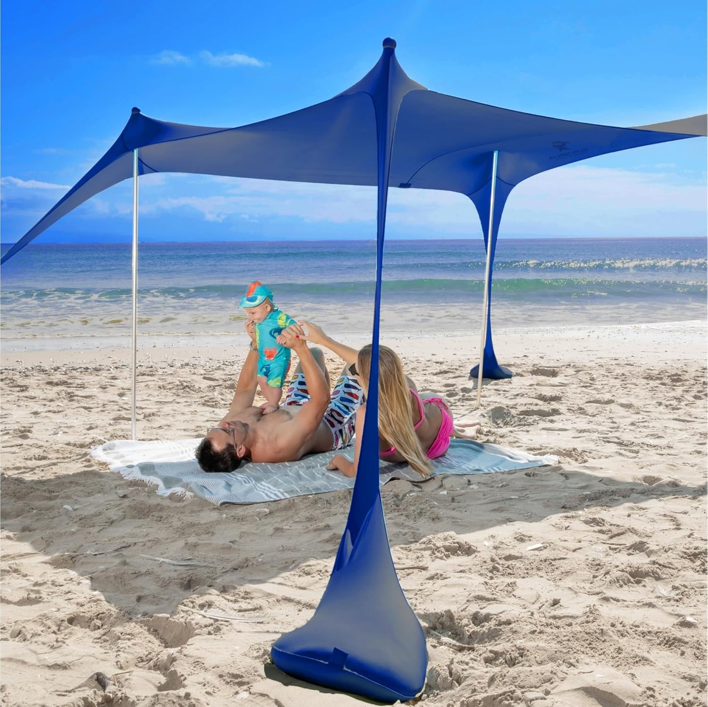 Strandzelt mit Sandschaufel & Erdnägeln, 4 Person - Navy