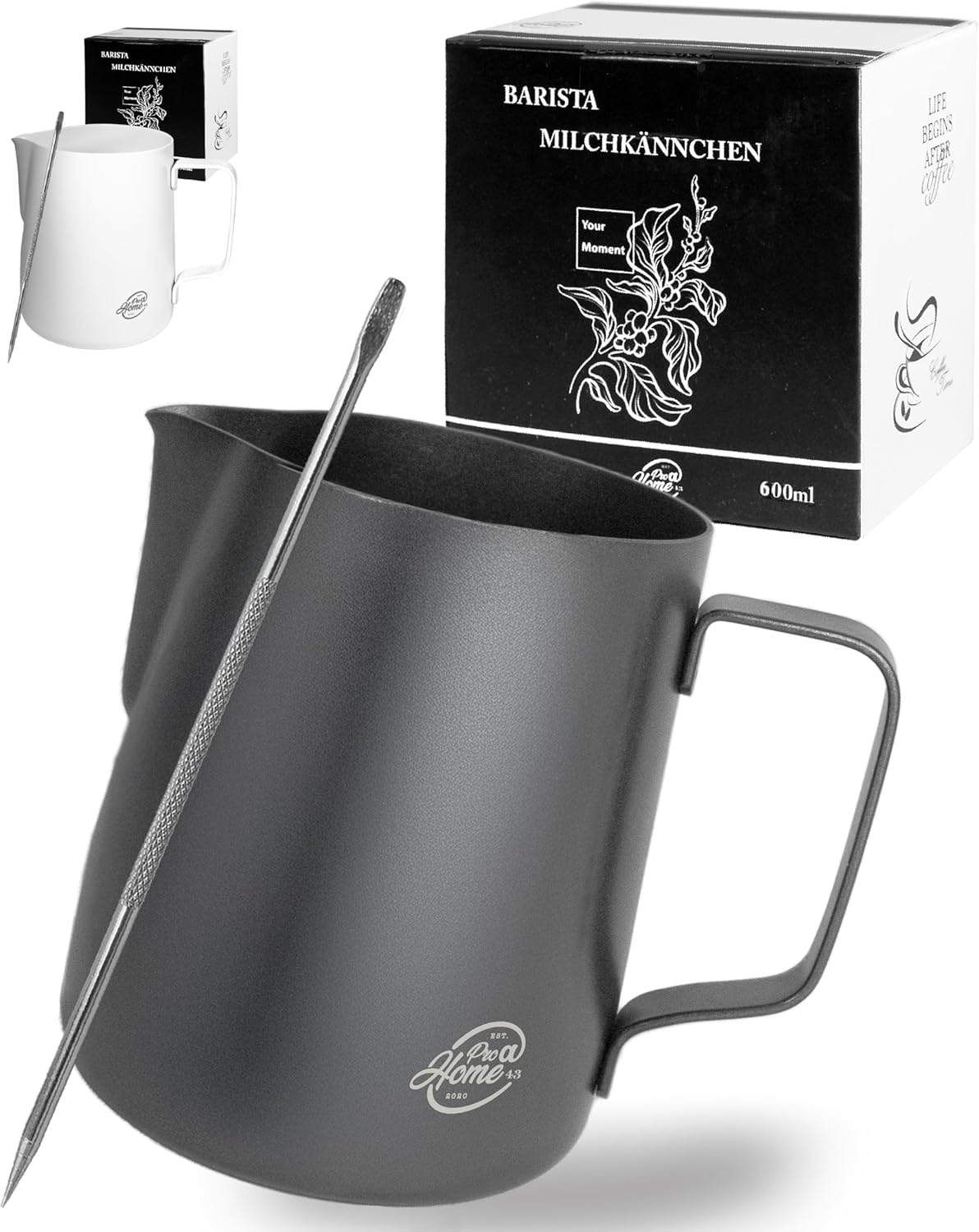 Barista Milchkännchen, Anthrazit / Schwarz 600ml
