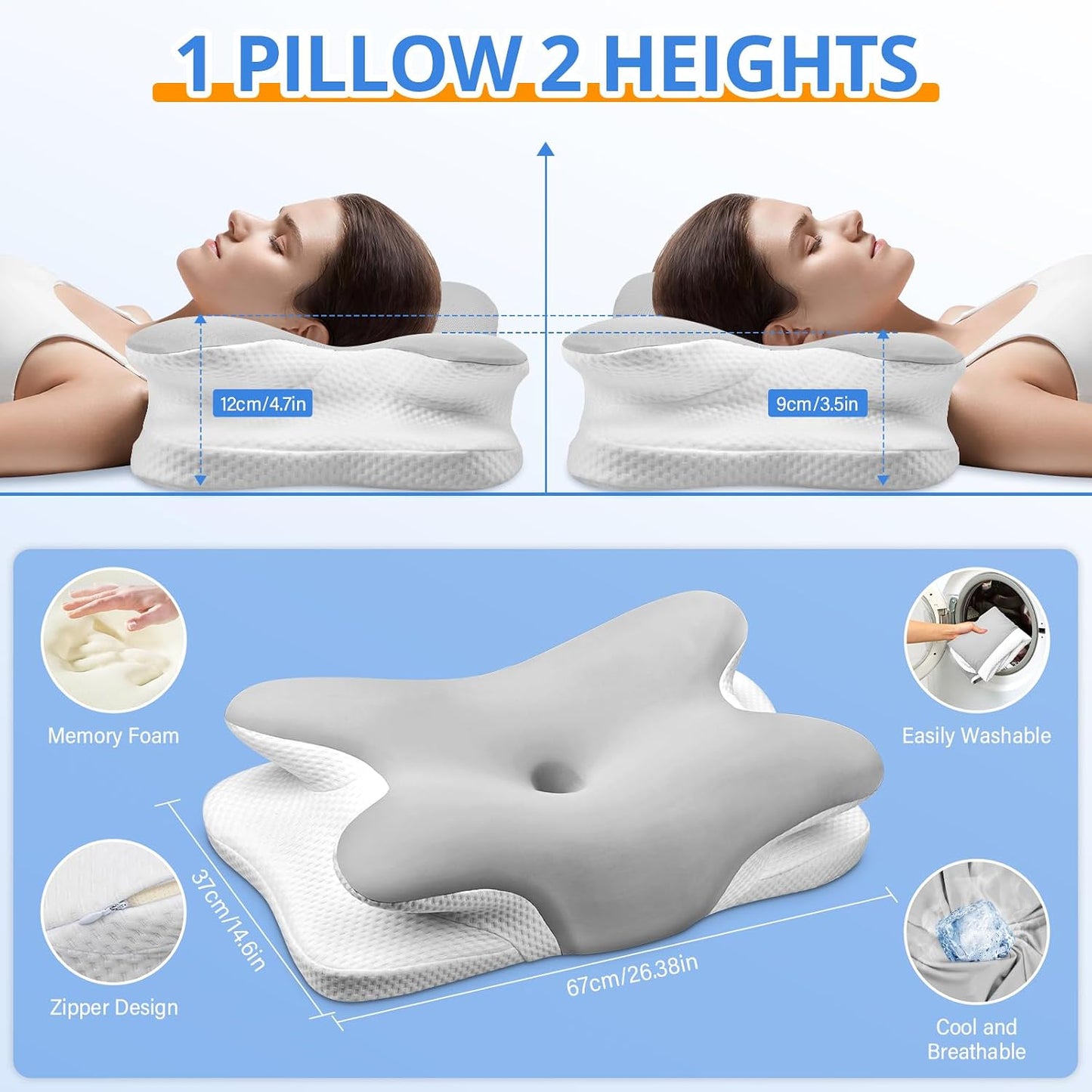 Ergonomisches Nackenstützkissen, Silber