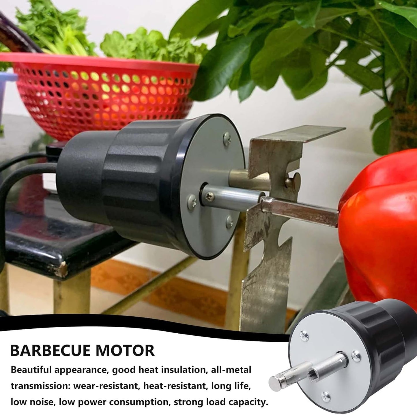 Elektrischer Grill-Drehmotor für Rotisserie Spiess, Schwarz
