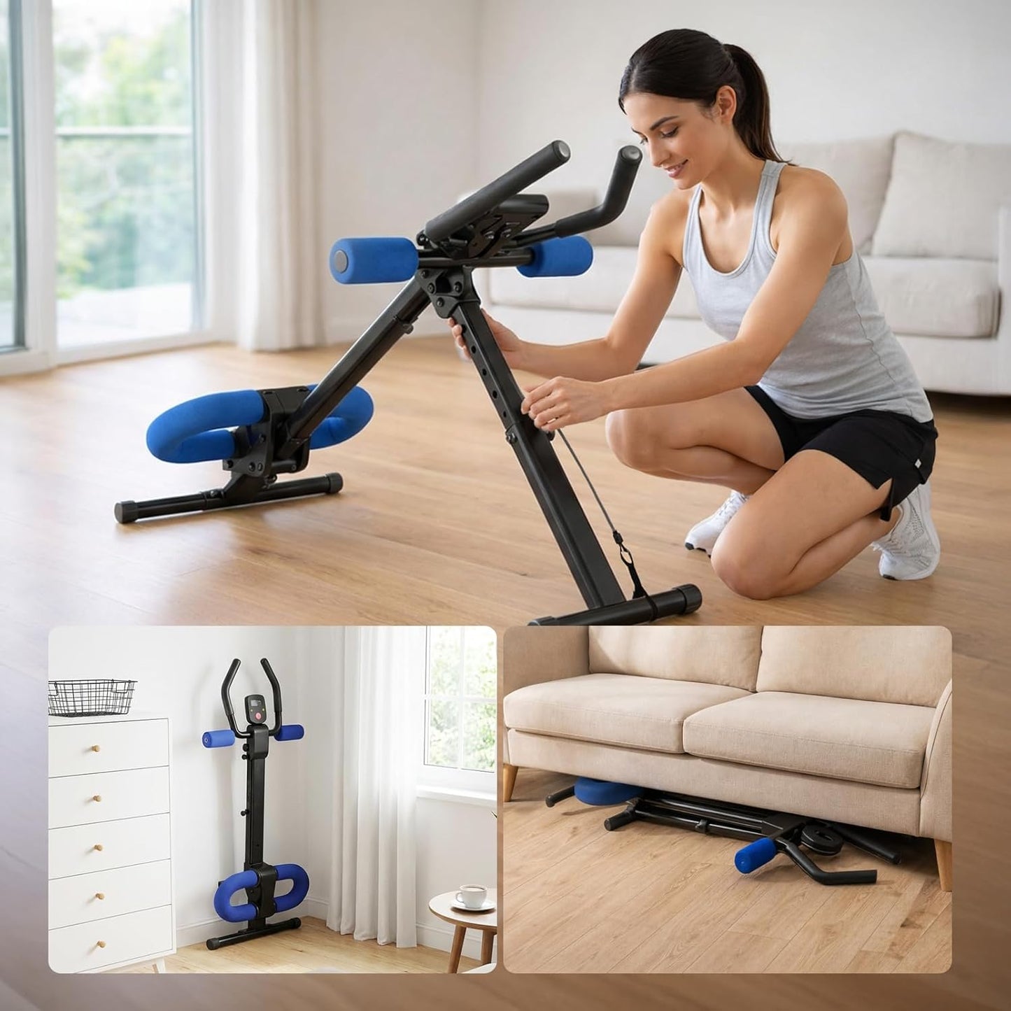 Bauchtrainer faltbar, Schwarz