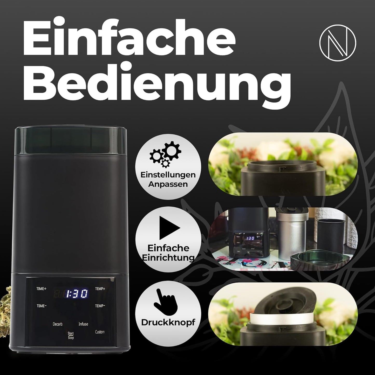 Decarboxylator & Infuser mit Zubehör, Boost Schwarz
