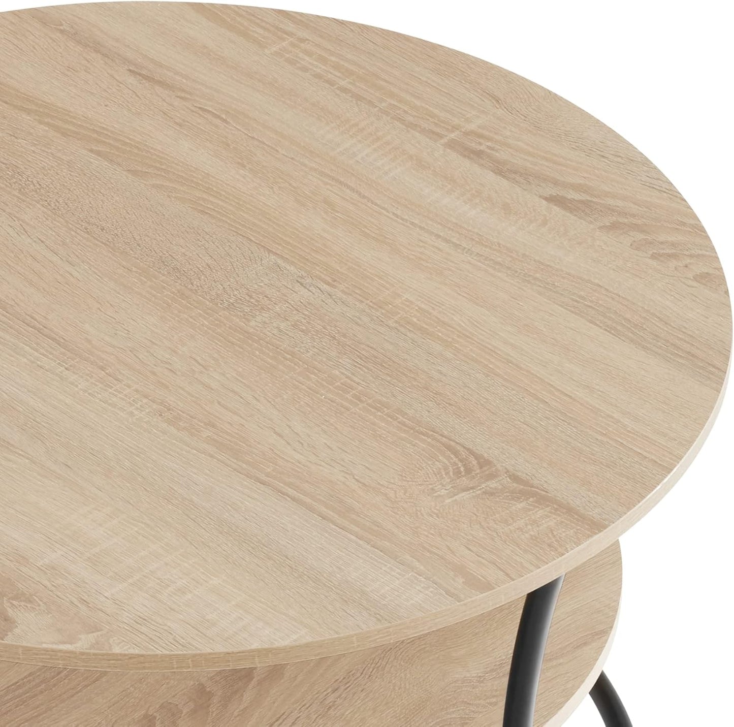 Runder Beistelltisch mit 2 Ablagen, Industrial Holz Hell, Eiche Sonoma 55 x 56cm