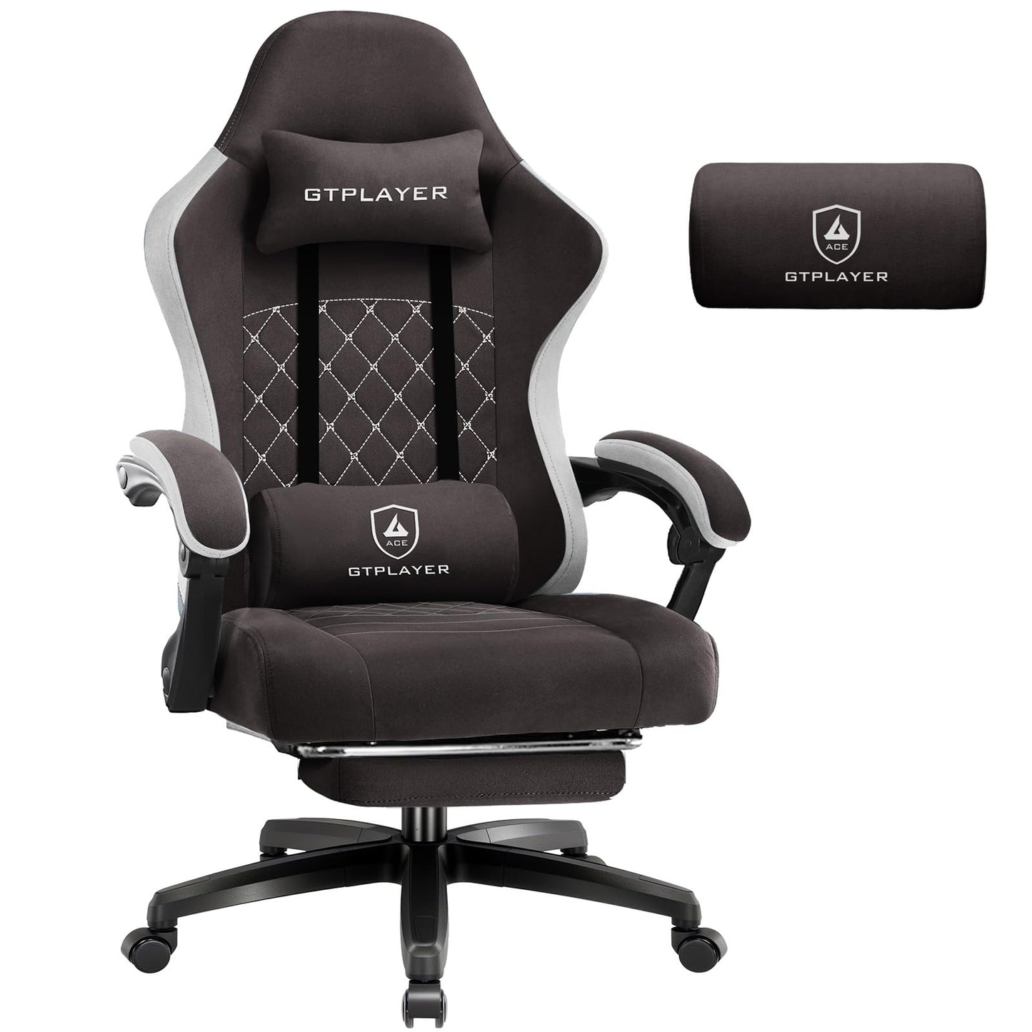 Ergonomischer Gaming-Stuhl mit Fussstütze, Braun