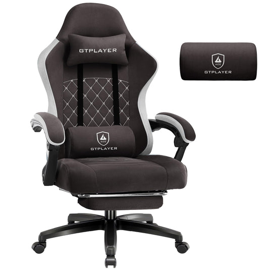 Ergonomischer Gaming-Stuhl mit Fussstütze, Braun