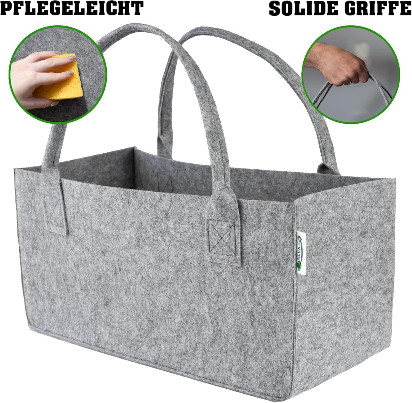 2er-Set Filztaschen für Kaminholz und Zeitungen, Hellgrau