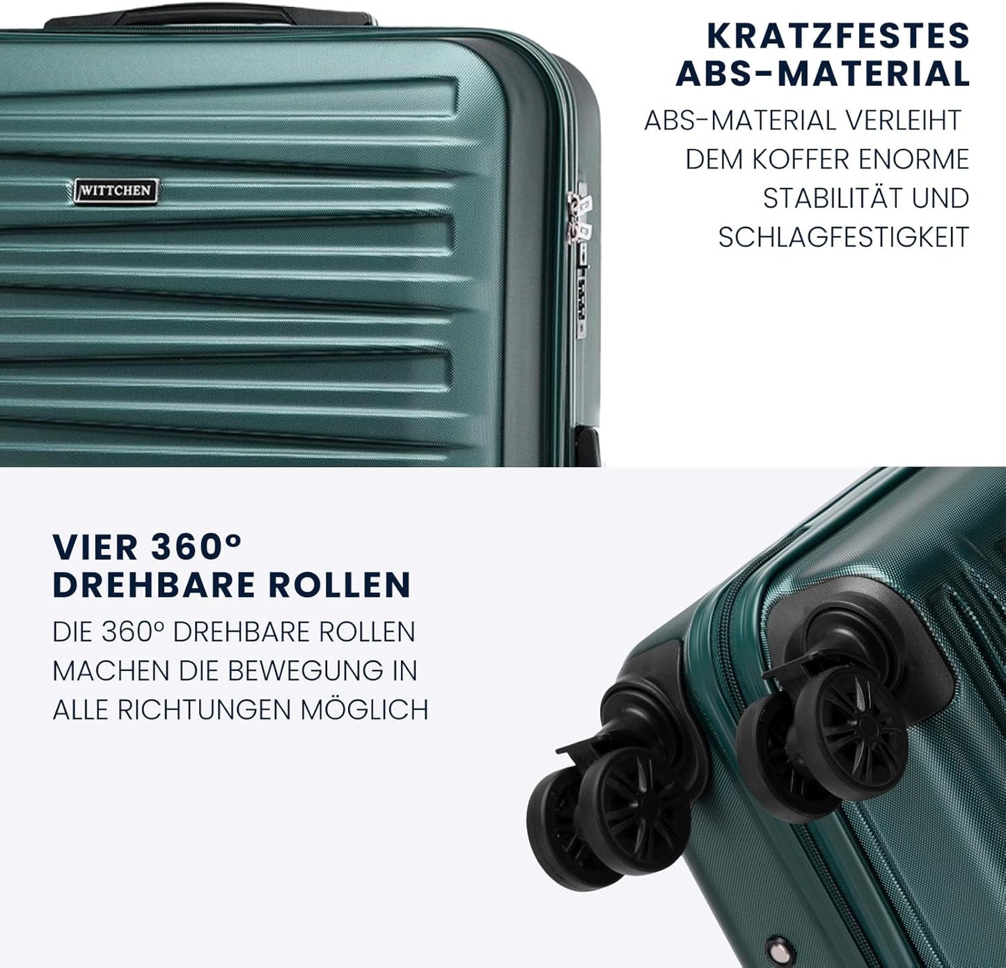 Skyspeed Line Reisekofferset (4-teilig) mit Kosmetikkoffer, Koffer-Set 4tlg. Grün