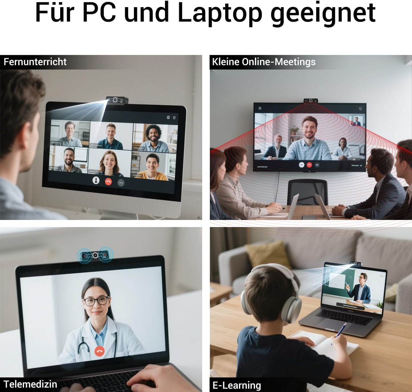 2K Webcam mit Mikrofon & Rauschunterdrückung, 2K