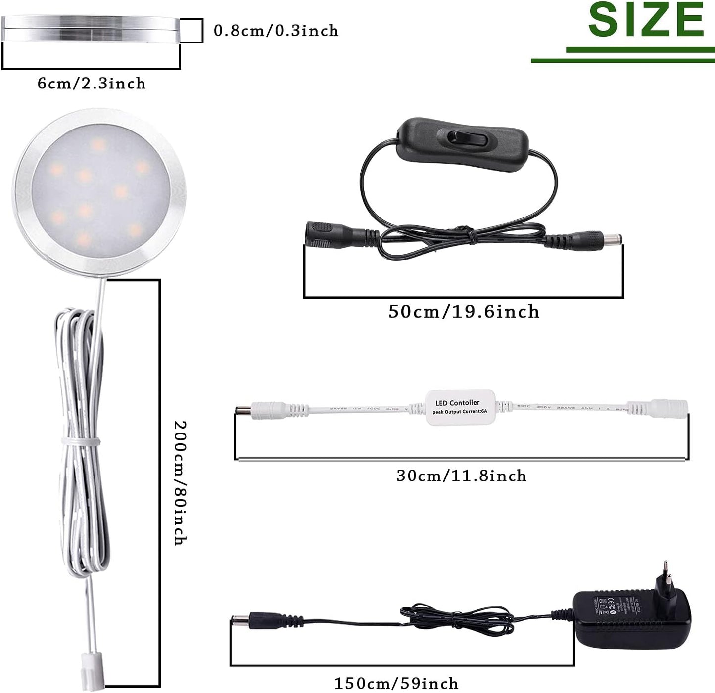 6x LED Unterbauleuchten mit Fernbedienung, Warmweiss 2700k / 6 Stück