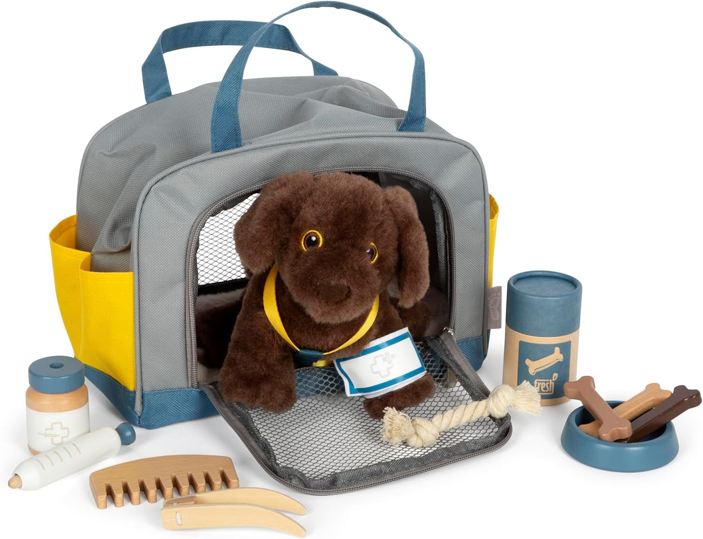 Hund mit Tasche und Pflege-Set, Hund