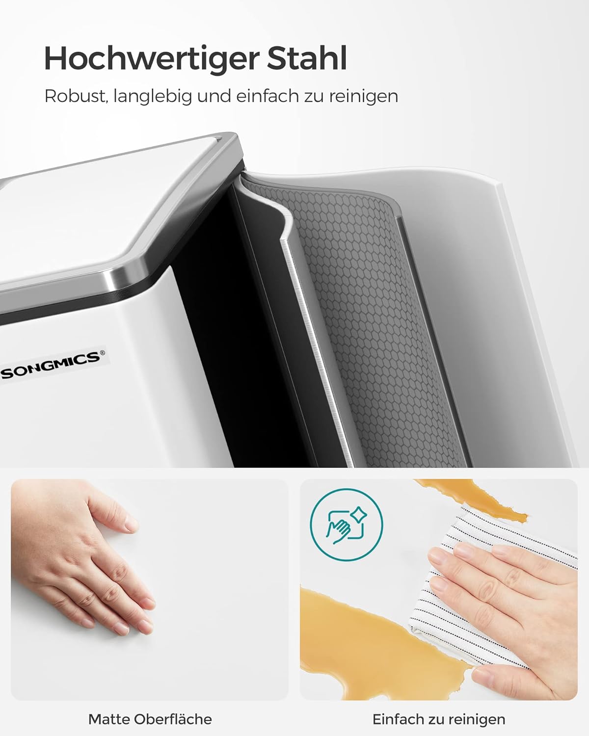 LTB30WT Mülltrennsystem Kaylee, 2 Fächer, Softclose, inkl. 15 Müllbeutel, Wolkenweiss