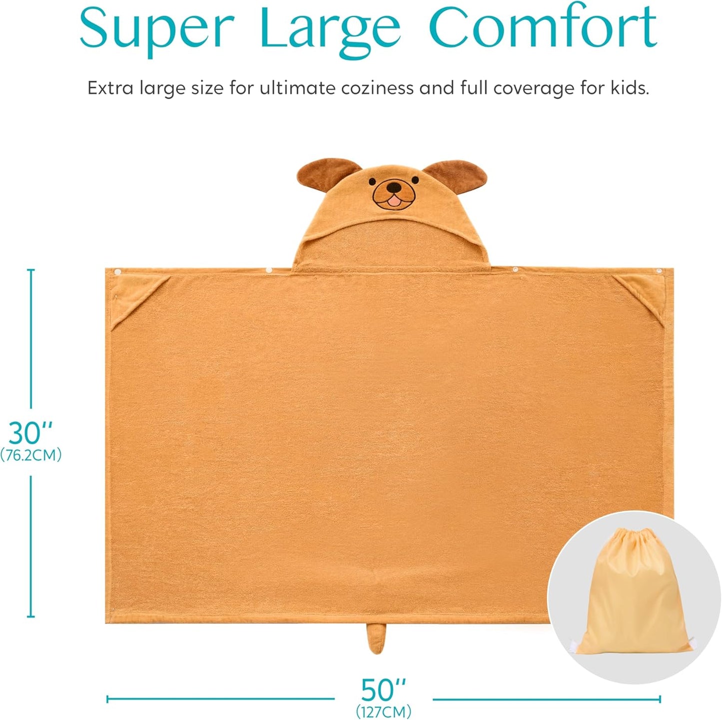 Kinder Kapuzenhandtuch Badeponcho aus Baumwolle, Braun
