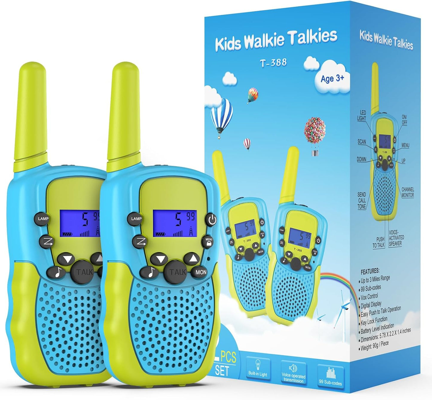 Walkie Talkies für Kinder (8-Kanal, ca 5 km Reichweite), Blau