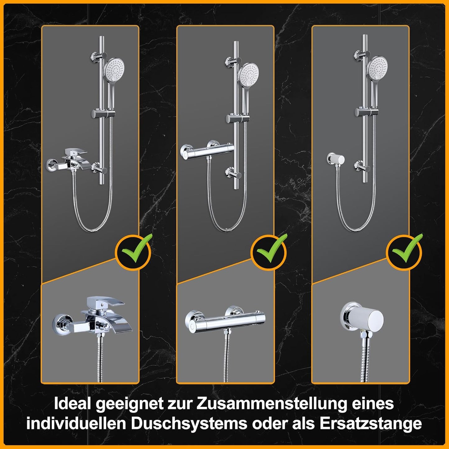 Duschbrause mit Wandhalterung, JYD12CP Chrom