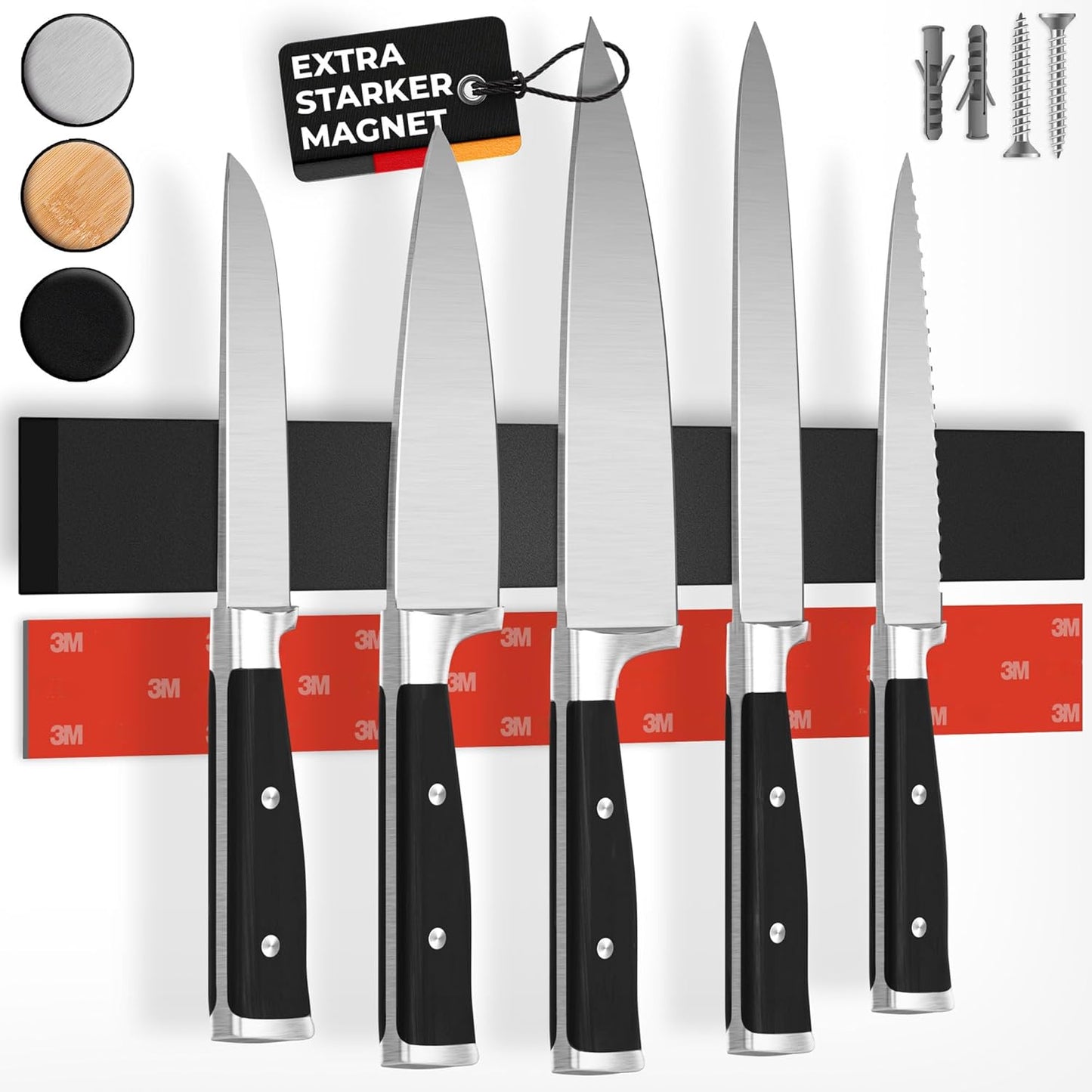 Selbstklebende Messer-Magnetleiste, Metall 40cm