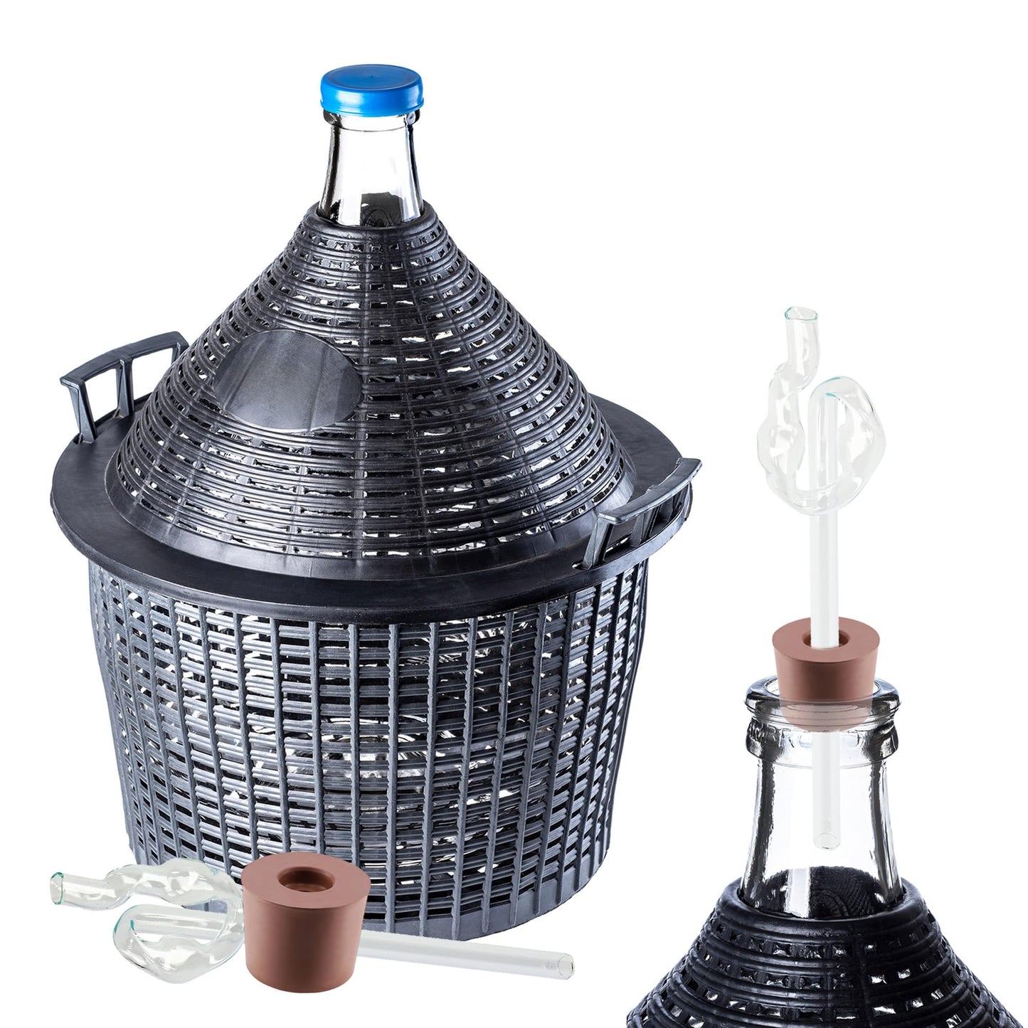 Glasballon-Set mit Gärzubehör, 15L Glas Gärröhrchen