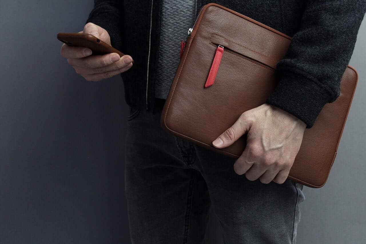 Handgefertigt Leder-Hülle, MacBook Air 15 Hellbraun