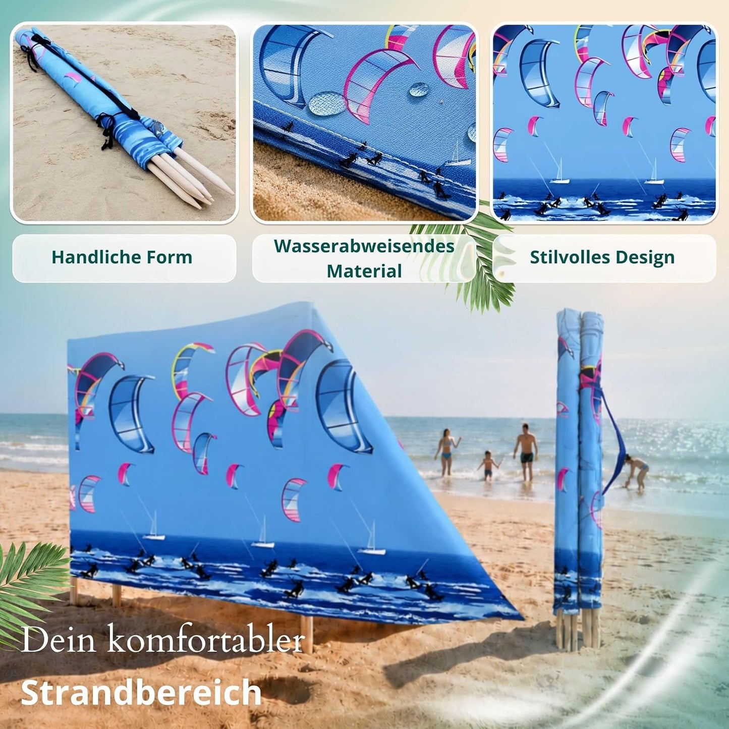 Strandparavent Windschutz, 10m, Design 12 10 m