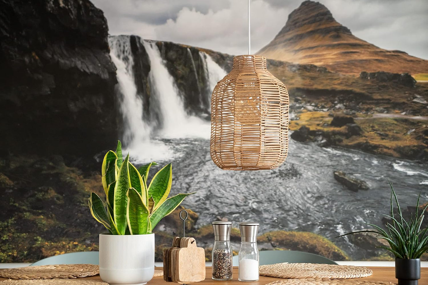 Boho Lampenschirm für E27-Pendelleuchten, 35cm Natur