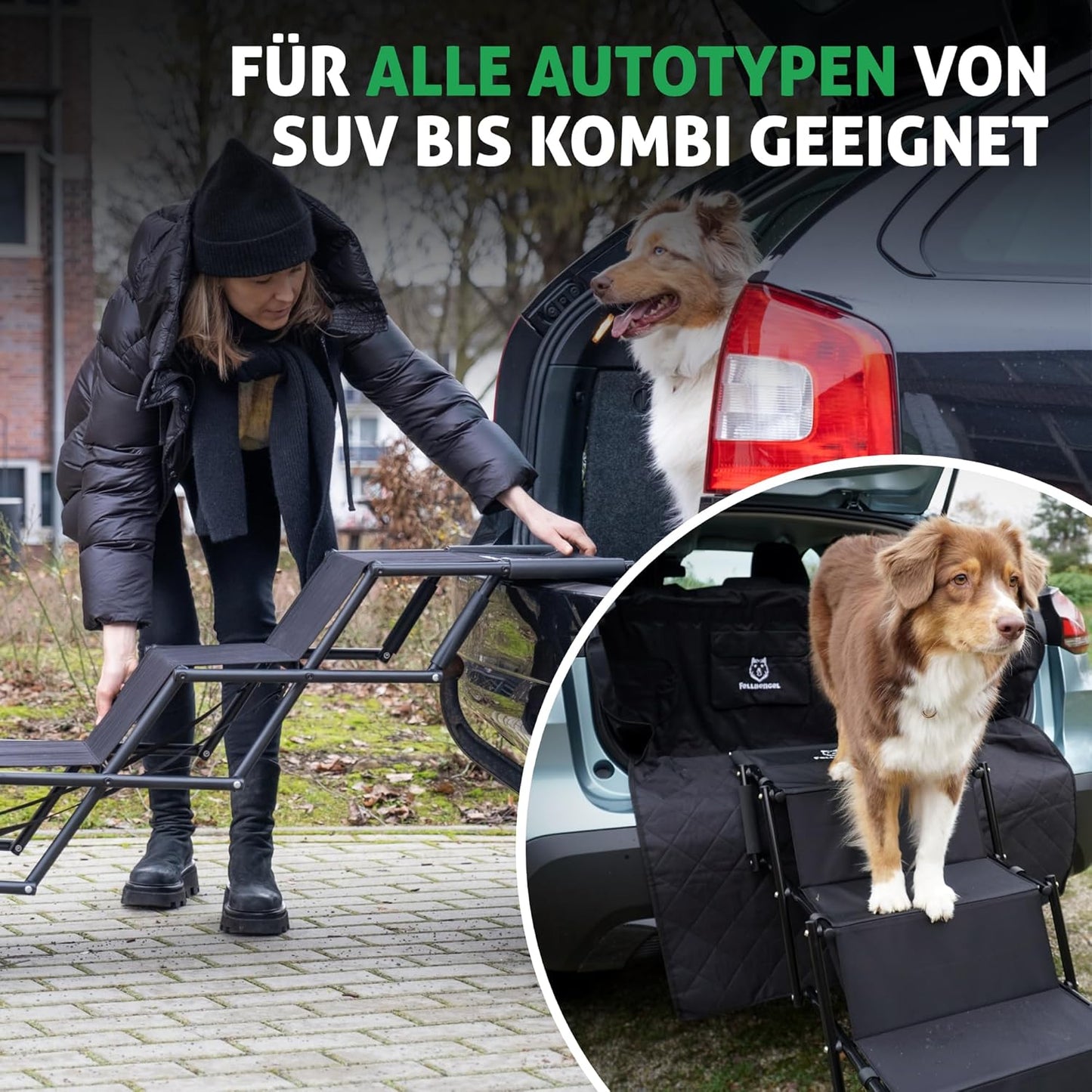 Klappbare Hundetreppe, 4 Stufen Schwarz